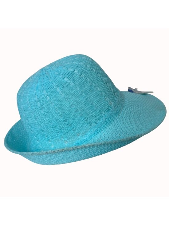 RM Poolside Sun Hat Embroidered Open Weave Turquoise Wide Brim Cap Cruise Travel main image 6